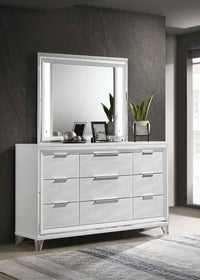 Marmore 9-drawer Dresser and LED Mirror White
