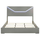 Ives Eastern King Panel Bed LED Headboard Grey High Gloss