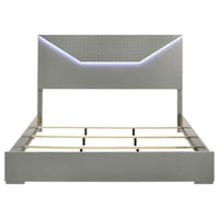 Ives Eastern King Panel Bed LED Headboard Grey High Gloss