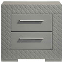 Ives 2-drawer Nightstand Bedside Table Grey High Gloss