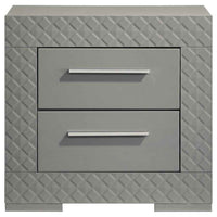 Ives 2-drawer Nightstand Bedside Table Grey High Gloss