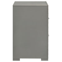 Ives 2-drawer Nightstand Bedside Table Grey High Gloss