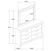 Ives 6-drawer Dresser and Mirror Grey High Gloss