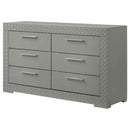 Ives 6-drawer Dresser Cabinet Grey High Gloss