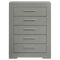 Ives 5-drawer Bedroom Chest of Drawers Grey High Gloss