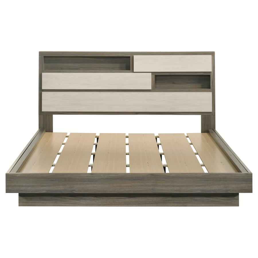 Fenwick California King Bed Bookcase Headboard Grey Oak
