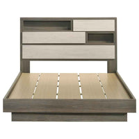 Fenwick Queen Bed Bookcase Headboard Grey Oak