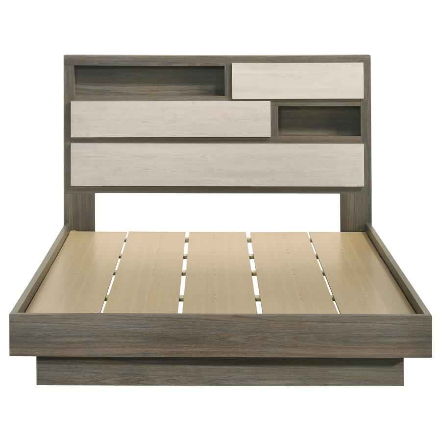 Fenwick Queen Bed Bookcase Headboard Grey Oak