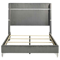 Lucia 61-inch Upholstered Queen Wingback Bed Grey