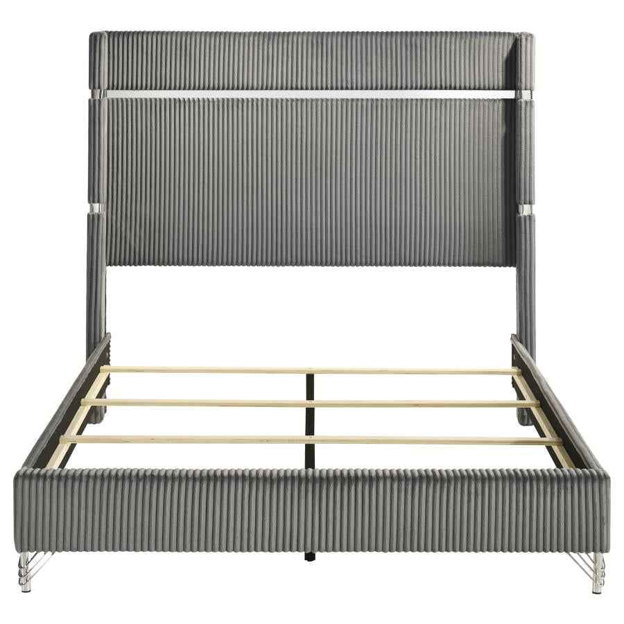 Lucia 61-inch Upholstered Queen Wingback Bed Grey