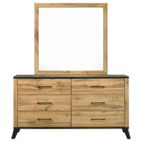 Kaywood 6-drawer Dresser and Mirror Natural Pine