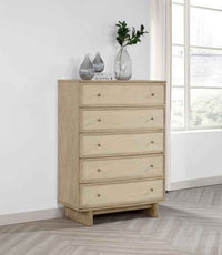 Kailani 5-drawer Bedroom Chest of Drawers Beige Oak - Home & Sleep Outlet