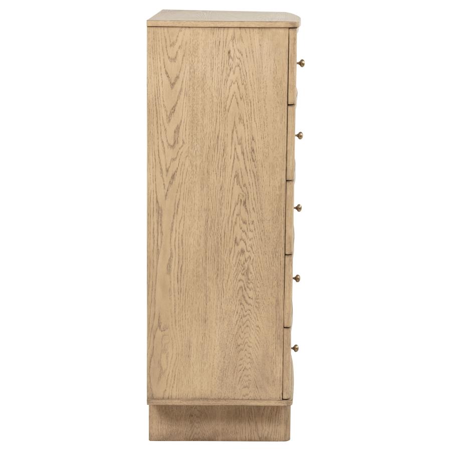 Kailani 5-drawer Bedroom Chest of Drawers Beige Oak - Home & Sleep Outlet