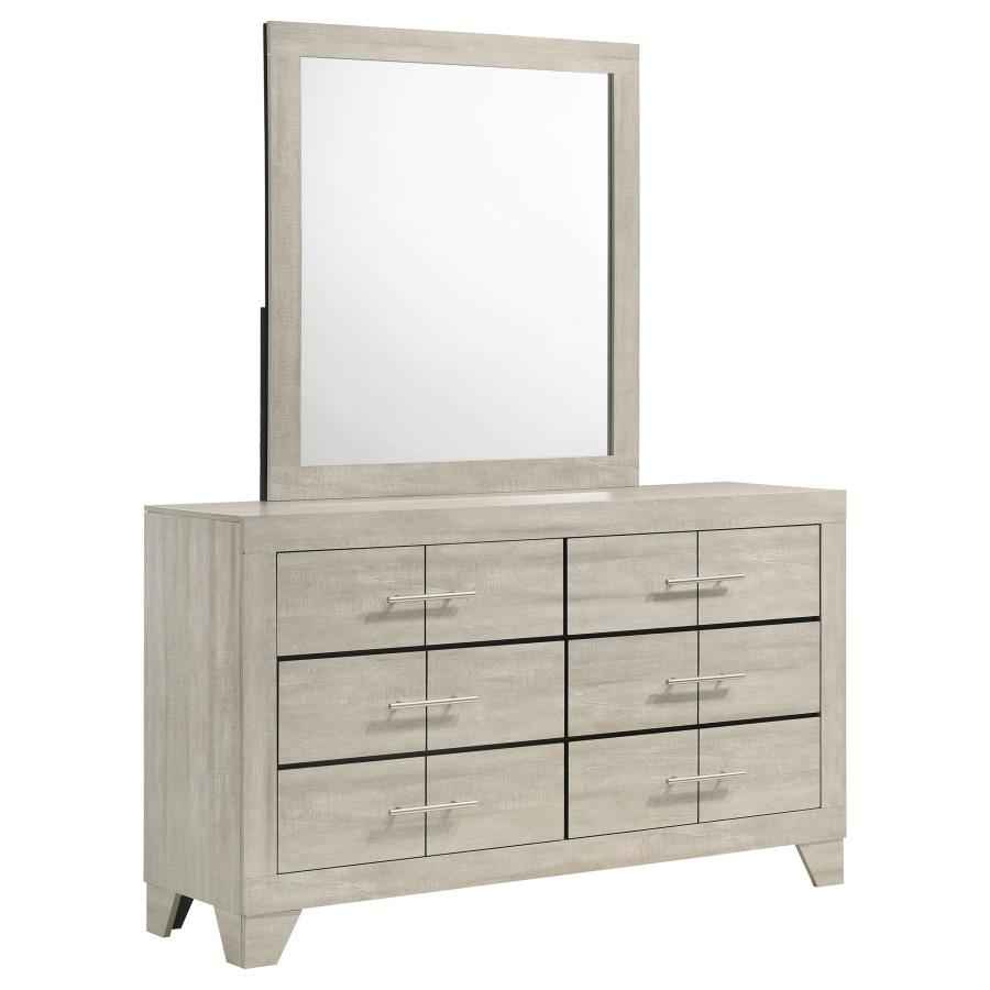 Trenton 6-drawer Bedroom Dresser With Mirror Rustic Cream - Home & Sleep Outlet