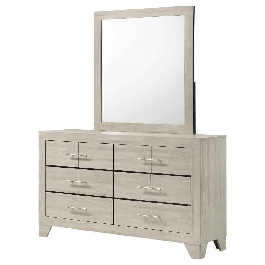 Trenton 6-drawer Bedroom Dresser With Mirror Rustic Cream - Home & Sleep Outlet