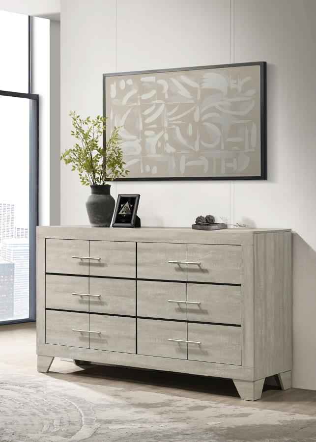 Trenton 6-drawer Bedroom Dresser Rustic Cream - Home & Sleep Outlet