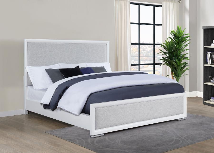 Home & Sleep Outlet - Gracemont 57-inch Eastern King Panel Bed Grey and White