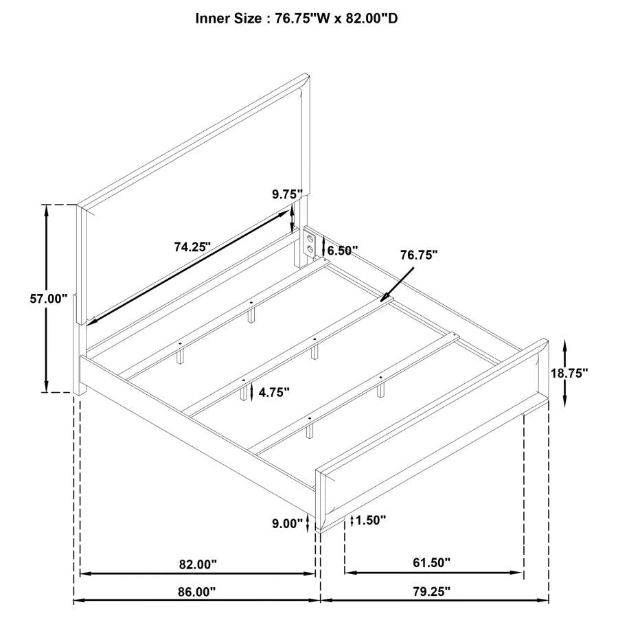 Home & Sleep Outlet - Gracemont 57-inch Eastern King Panel Bed Grey and White