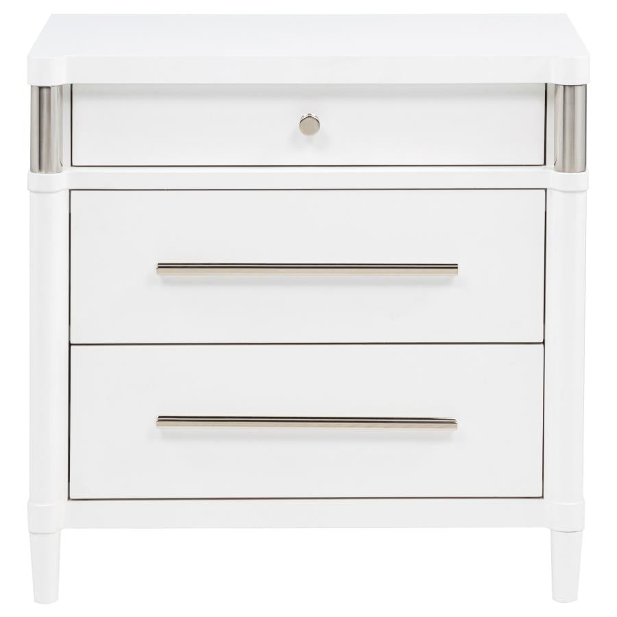 Home & Sleep Outlet - Gracemont 3-drawer Bedroom Nightstand Bedside Table White