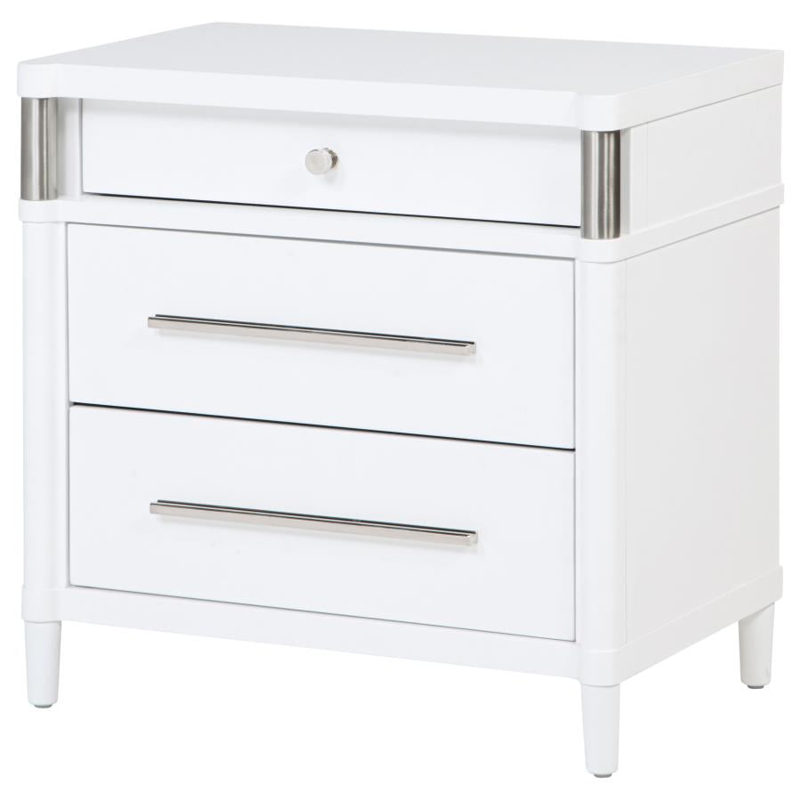 Home & Sleep Outlet - Gracemont 3-drawer Bedroom Nightstand Bedside Table White