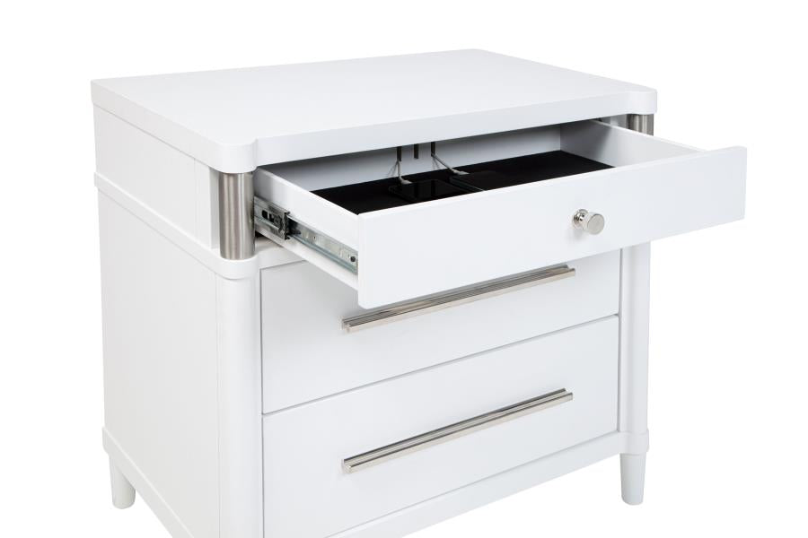 Home & Sleep Outlet - Gracemont 3-drawer Bedroom Nightstand Bedside Table White