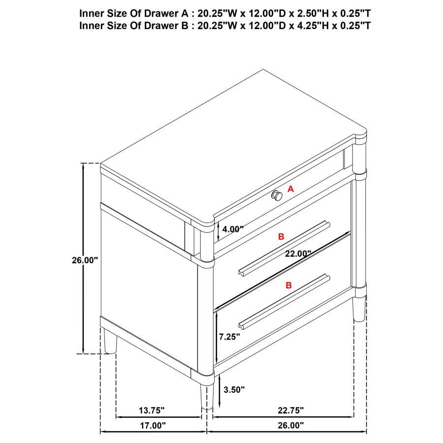 Home & Sleep Outlet - Gracemont 3-drawer Bedroom Nightstand Bedside Table White