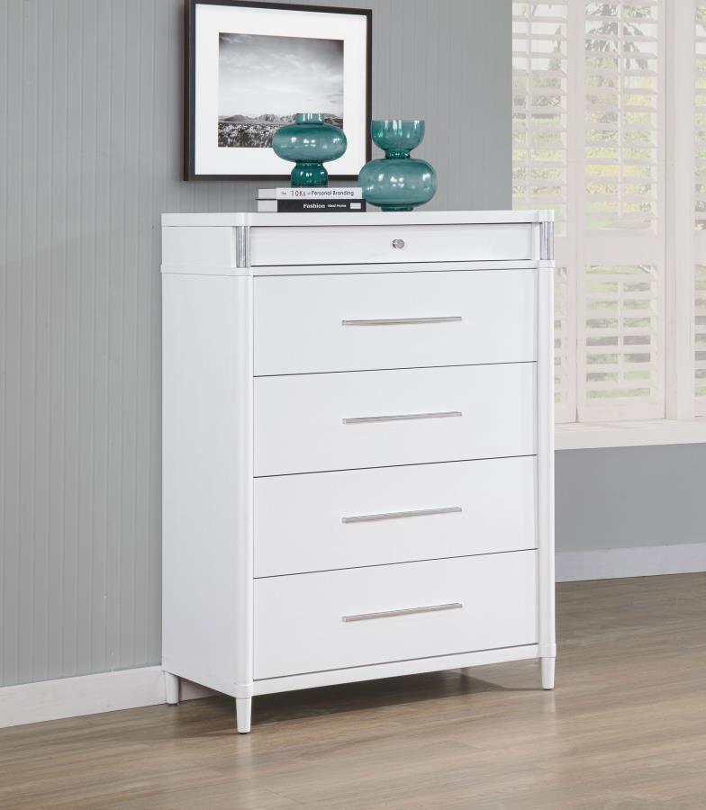 Home & Sleep Outlet - Gracemont 5-drawer Bedroom Chest of Drawers White