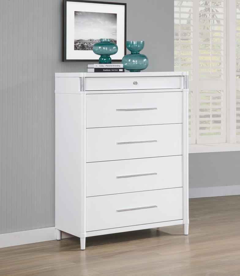 Gracemont 5-drawer Bedroom Chest of Drawers White - Home & Sleep Outlet