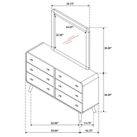 Robyn 6-drawer Bedroom Dresser and Mirror Light Ash