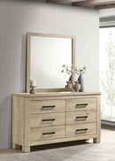 Oakglen 6-drawer Bedroom Dresser and Mirror Weathered Oak