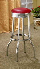 Retro Upholstered Metal Swivel Bar Stool Red (Set of 2)