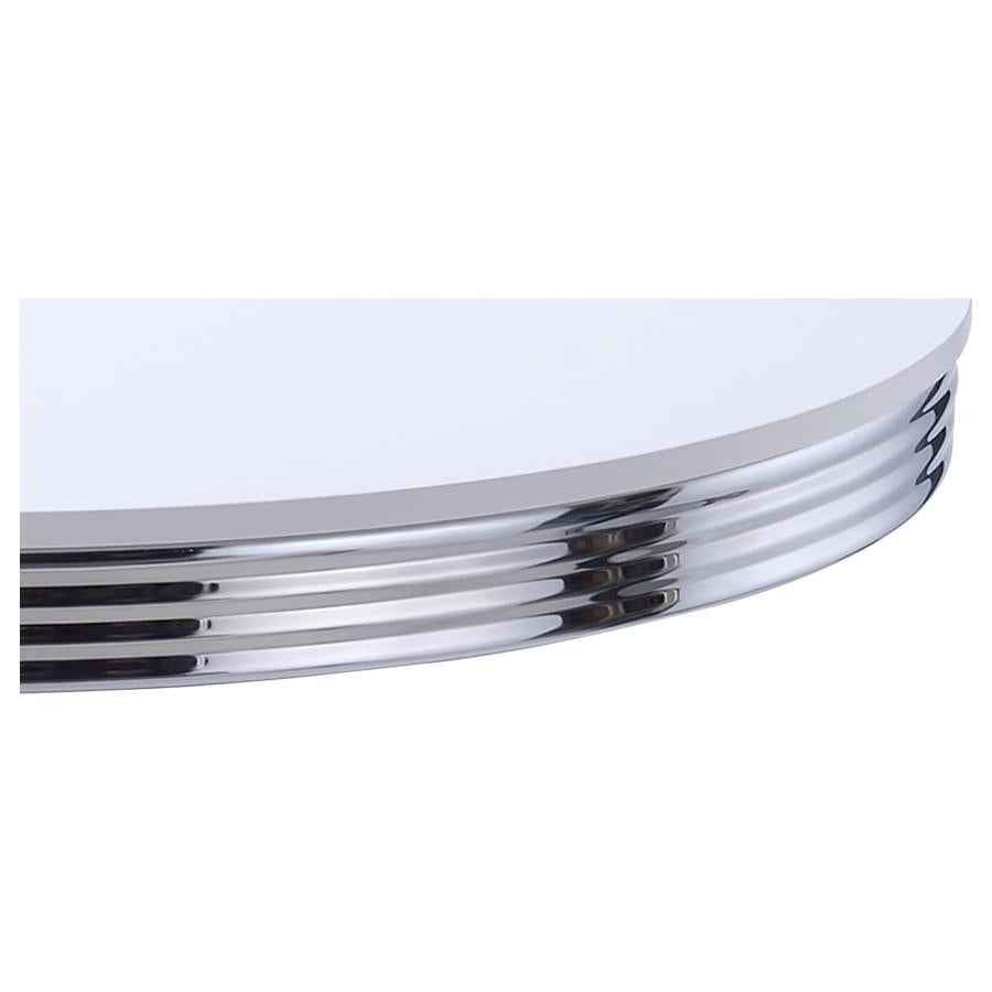 Retro Round 42-inch Wood Top Dining Table White and Chrome