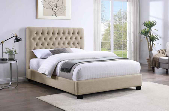 Chloe Upholstered Queen Panel Bed Oatmeal