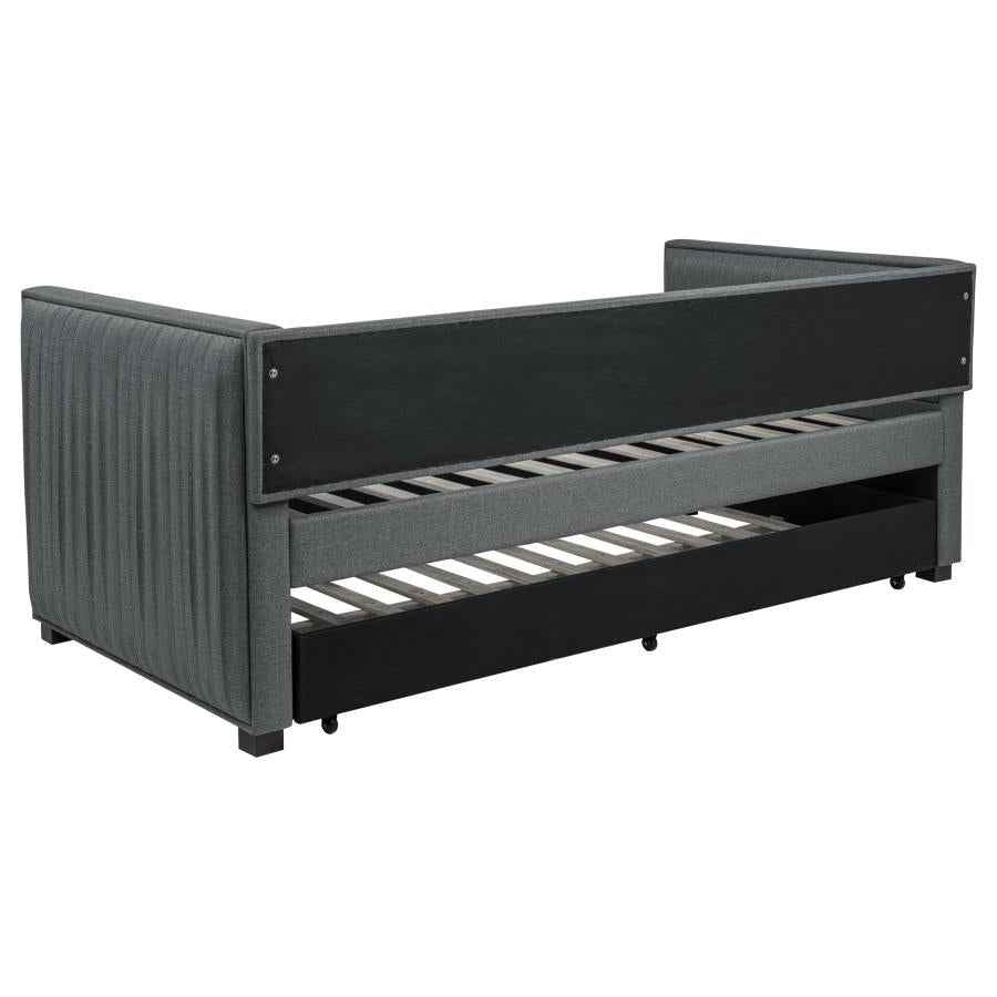 Brodie Upholstered Twin Daybed with Trundle Grey