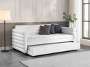 Patricia Boucle Upholstered Twin Day Bed with Trundle White