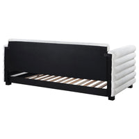Patricia Boucle Upholstered Twin Day Bed with Trundle White