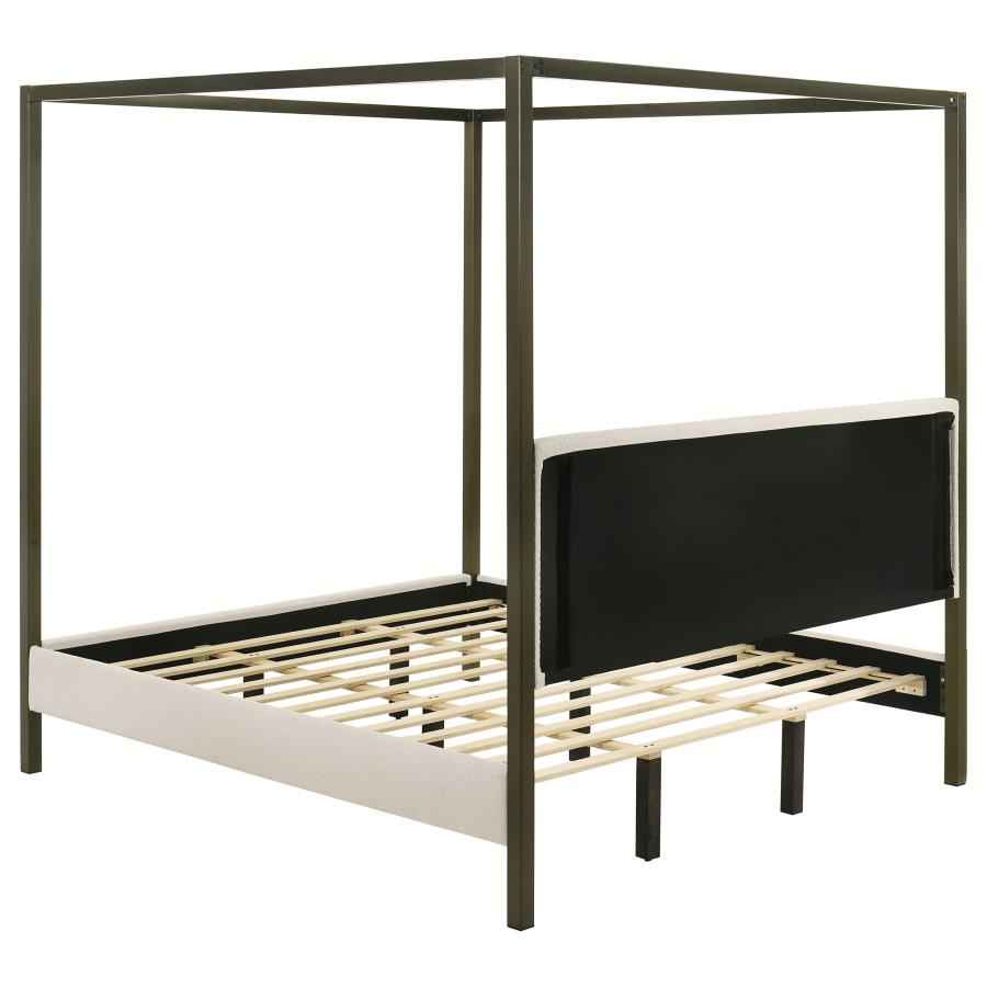 Monroe Upholstered Eastern King Canopy Bed Vanilla