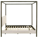 Monroe Upholstered Eastern King Canopy Bed Vanilla