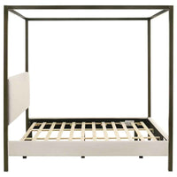 Monroe Upholstered Eastern King Canopy Bed Vanilla