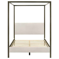Monroe Upholstered Queen Canopy Bed Vanilla