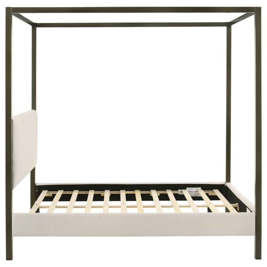 Monroe Upholstered Queen Canopy Bed Vanilla