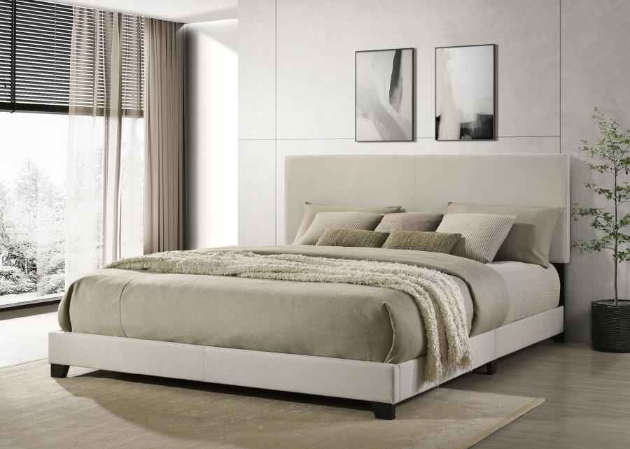 Dorian Fabric Upholstered California King Panel Bed Cream