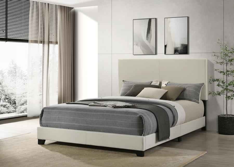Dorian Fabric Upholstered Queen Panel Bed Cream