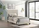 Dorian Fabric Upholstered Twin Panel Bed Cream