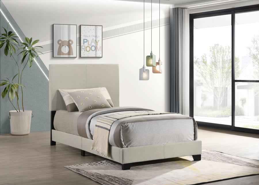 Dorian Fabric Upholstered Twin Panel Bed Cream