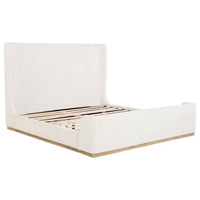 Nala Eastern King Bouclé Upholstered Platform Bed Cream