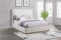 Knox Queen Bouclé Upholstered Platform Bed Cream