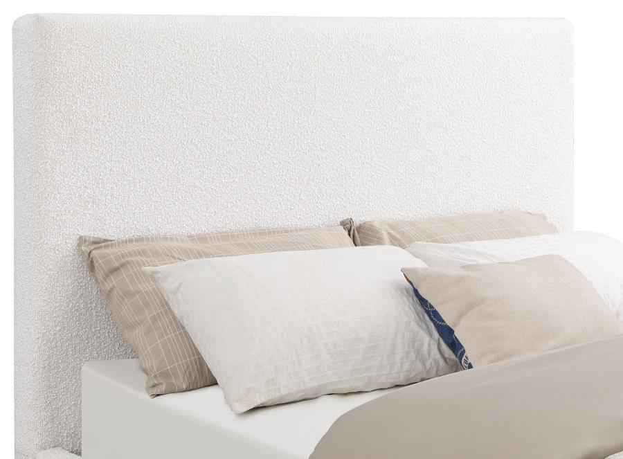 Knox Queen Bouclé Upholstered Platform Bed Cream