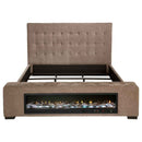 Senna Upholstered Eastern King Audio Flame Visualizer Bed Brown