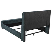 Preston Upholstered California King Audio Flame Visualizer Bed Dark Blue